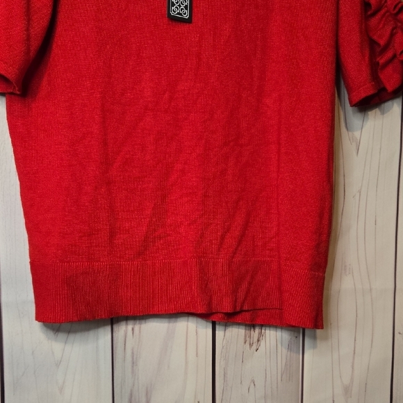 Cable & Gauge Red Ruffle 3/4 Sleeve Blouse Womens Large - Picture 6 of 8